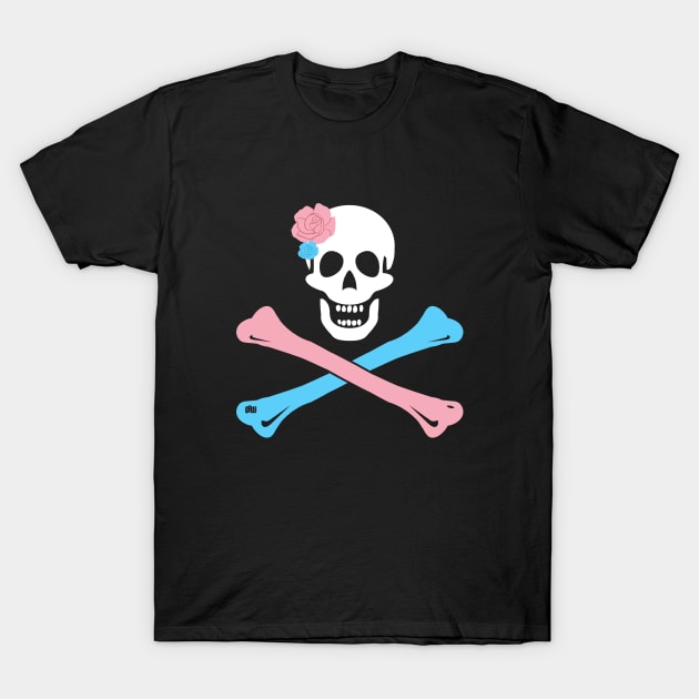 Trans Pride Skull and Crossbones T-Shirt by Daniela A. Wolfe Designs